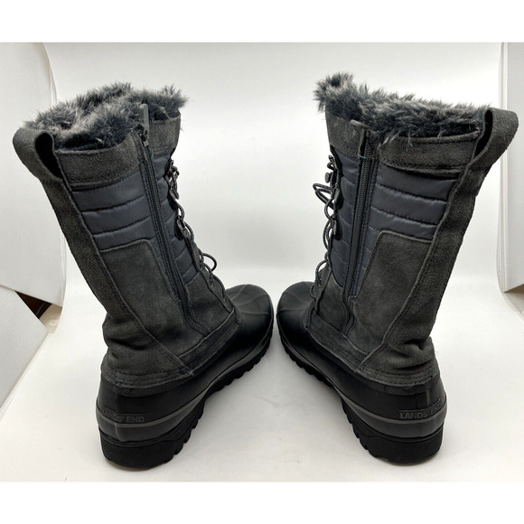 Lands' End Women's Squall Snow Pack Mid Calf Bungee Boots Sz 11B Gray Suede - Picture 4 of 7